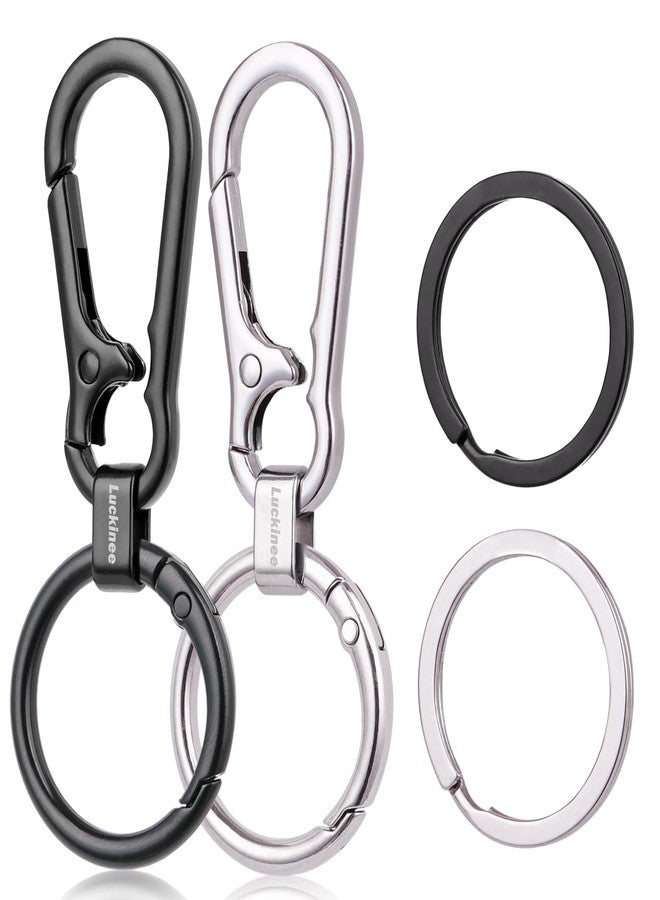 LUCKINEE 2 Pack Metal Keychains, Key Chain with Carabiner Clip, Key Ring and Spring O Ring, Anti-Lost Quick Release Key Clip for Purse, Car Keychain, Small Arts, Lanyard, Suitable for Men and Women - Image 1